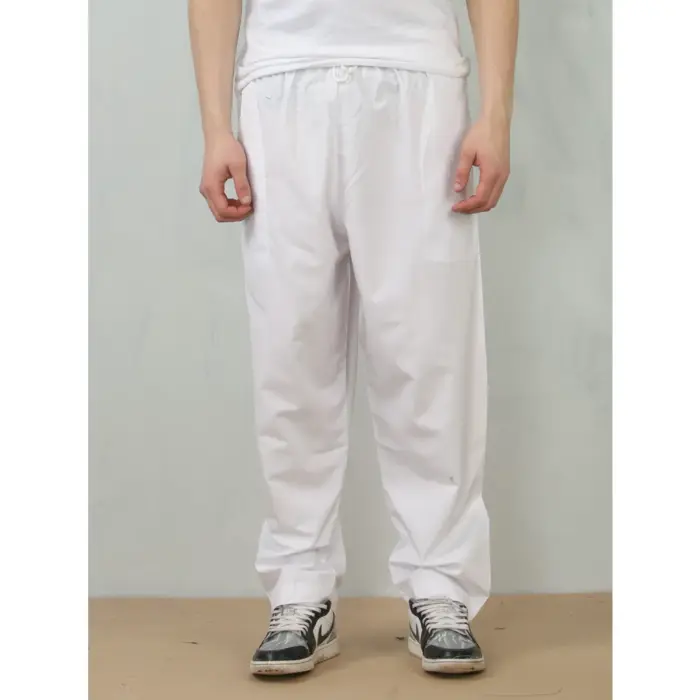 Men's White Elasticated Comfort Thobe Trousers - Image 3