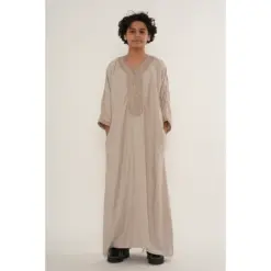 HM66 Salmon Moroccan Boys Thobe Embroidered Kaftan