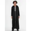 HM30 Black Silver Moroccan Boys Hooded Embroidered Thobe