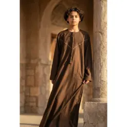 Alternative view of HM10 Brown Boys Thobe Emirati Jubba Islamic
