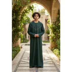 Alternative view of HM10 Green Boys Thobe Emirati Jubba Islamic