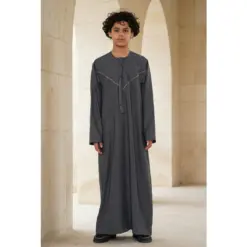 Alternative view of HM10 Grey Boys Thobe Emirati Jubba Islamic