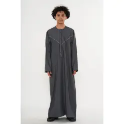 HM10 Grey Boys Thobe Emirati Jubba Islamic