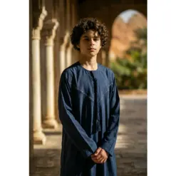 Alternative view of HM10 Navy Boys Thobe Emirati Jubba Islamic