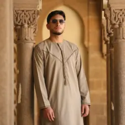 Alternative view of HM10 Beige Thobe Emirati Omani Jubba Islamic Clothing