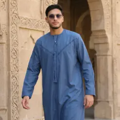 Alternative view of HM10 Blue Thobe Emirati Omani Jubba Islamic Clothing
