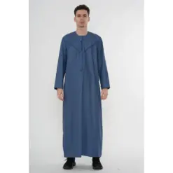HM10 Blue Thobe Emirati Omani Jubba Islamic Clothing