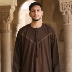 Alternative view of HM10 Dark Brown Thobe Emirati Omani Jubba Islamic