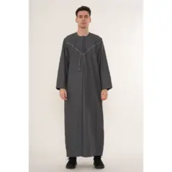 HM10 Grey Thobe Emirati Omani Jubba Islamic Clothing