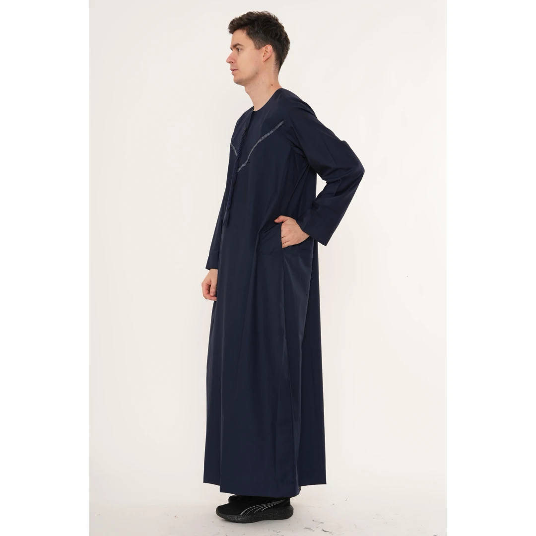 HM10 Navy Thobe Emirati Omani Jubba Islamic Clothing - Image 5