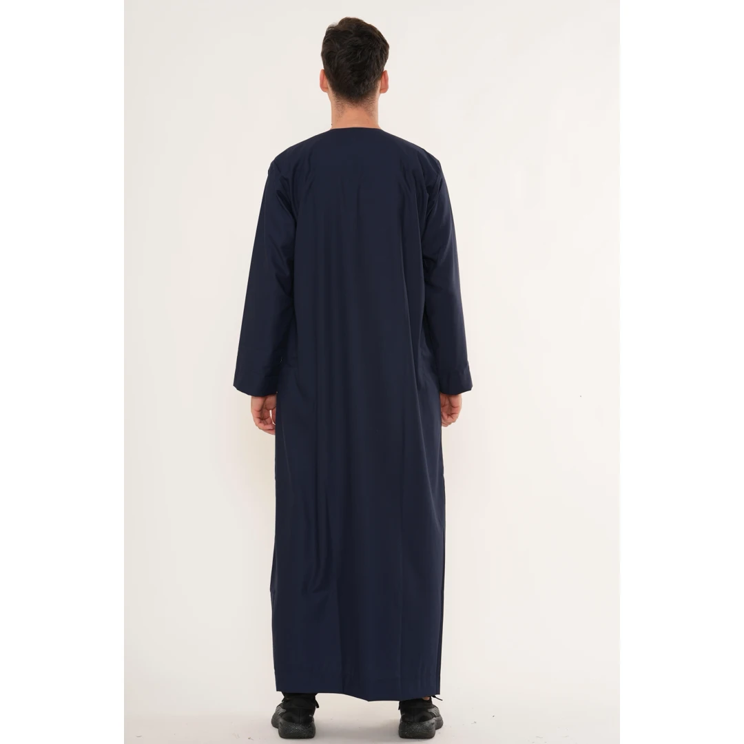 HM10 Navy Thobe Emirati Omani Jubba Islamic Clothing - Image 6
