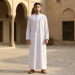 Alternative view of HM10 White Thobe Emirati Omani Jubba Islamic Clothing