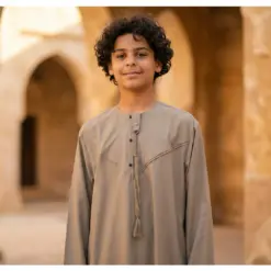 Alternative view of HM11 Beige Boys Thobe Emirati Jubba Islamic