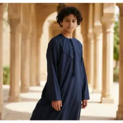 Alternative view of HM11 Navy Boys Thobe Emirati Jubba Islamic
