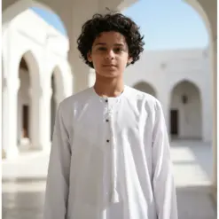 Alternative view of HM11 White Boys Thobe Emirati Jubba Islamic