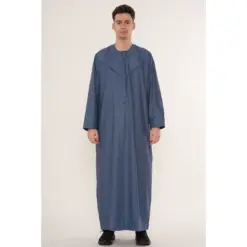 HM11 Blue Tassel Thobe Emirati Omani Jubba Islamic Clothing