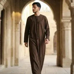 Alternative view of HM11 Brown Tassel Thobe Emirati Omani Jubba Islamic Clothing