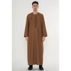 HM11 Camel Brown Tassel Thobe Emirati Omani Jubba Islamic