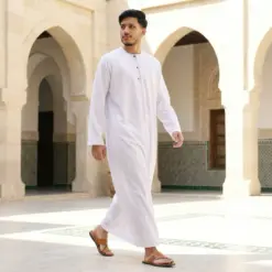 Alternative view of HM11 White Tassel Thobe Emirati Omani Jubba Islamic Clothing