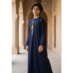 Alternative view of TT-003 Boy’s Navy Emirati Thobe with Gold Tassel Embroidery