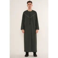 TT-007 Men’s Green Emirati Thobe with Gold Embroidery