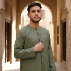 Alternative view of TT-008 Men’s Olive Emirati Tassel Thobe